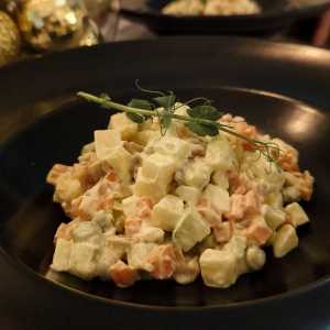 Olivier salad with Bacon